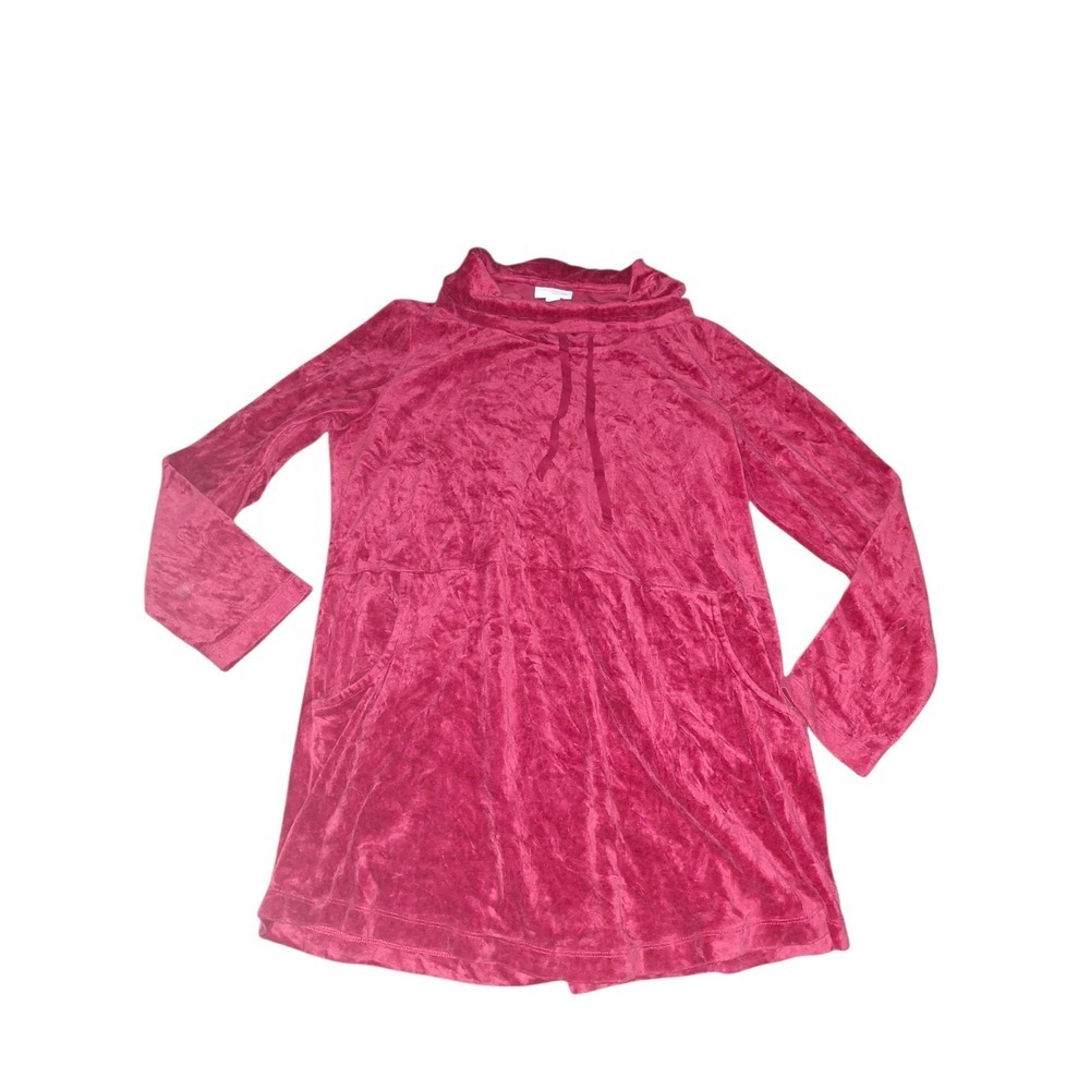 Pure Jill Sweater Womens Tunic Velour Velvet Long Sleeve Cowl Neck Top SZ M Wine - Picture 1 of 6